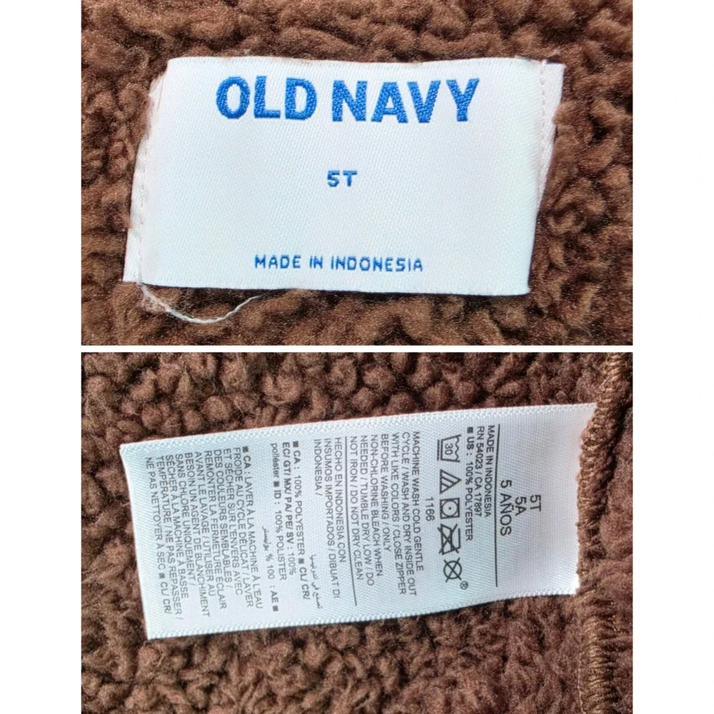Teddy Bear Sherpa Fleece Hooded Jacket Brown Kids 5T Old Navy
